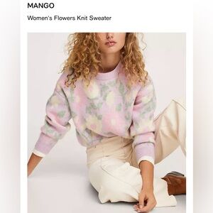 MANGO Women's Pastel Floral Knit Sweater